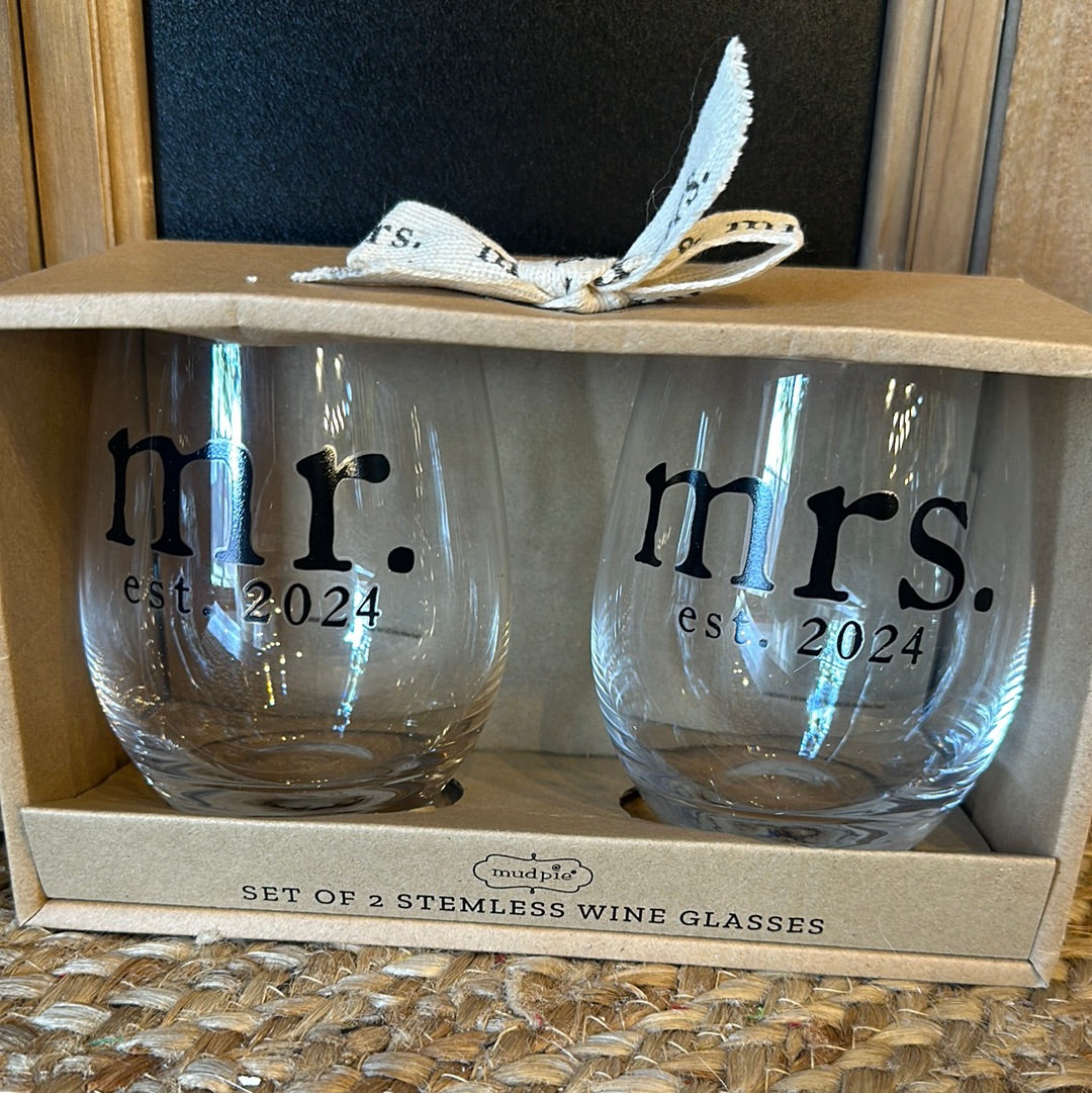 Mr. And Mrs. Est. 2024 Glass Set