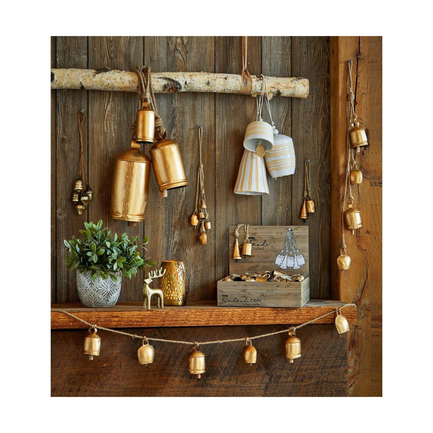 Christmas Antique Hanging Bells Set of 3 - Antique Gold