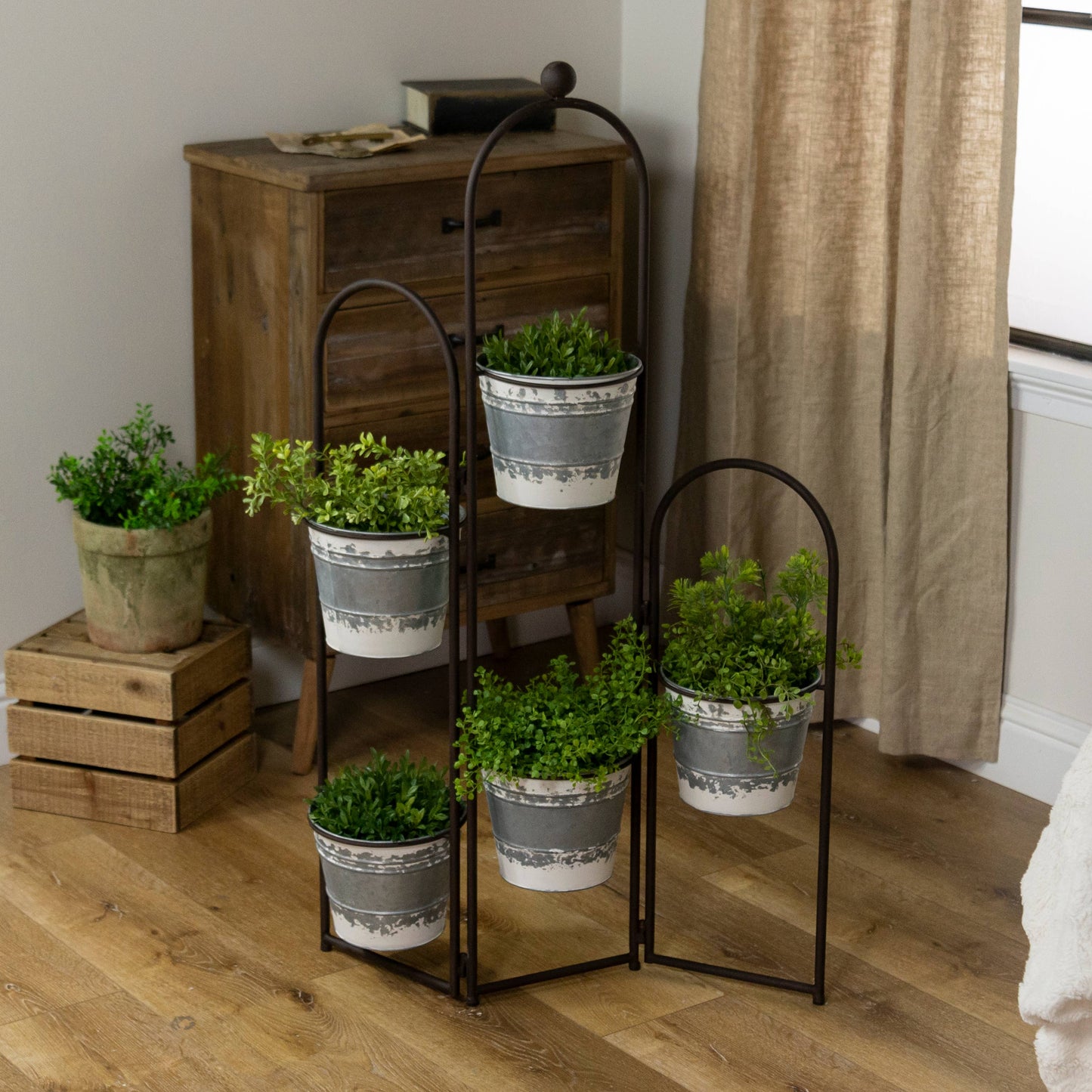 Tin Bucket Plant Stand