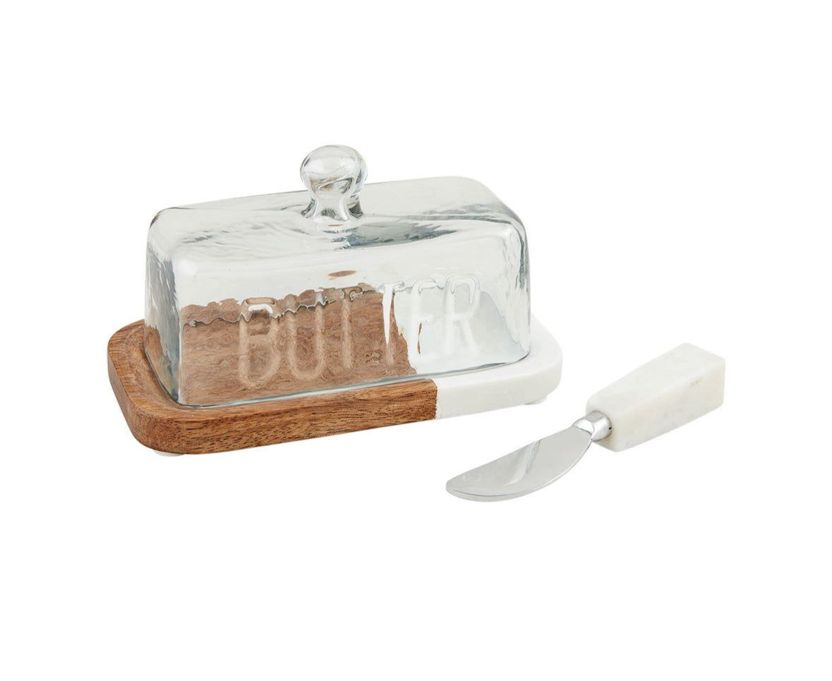 Wood/Marble Butter Dish Set