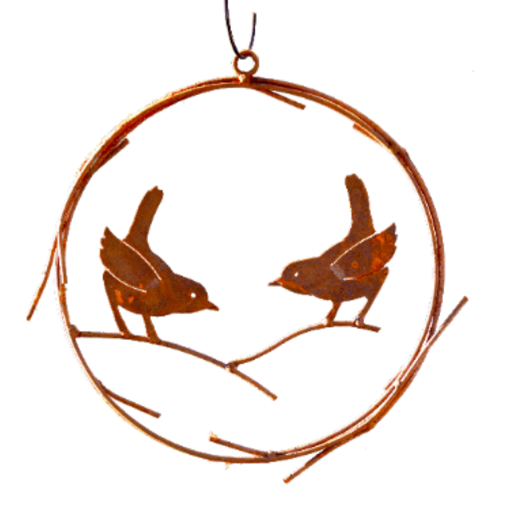 Birds Wire Wreath -Metal Silhouette Garden Yard Home Art