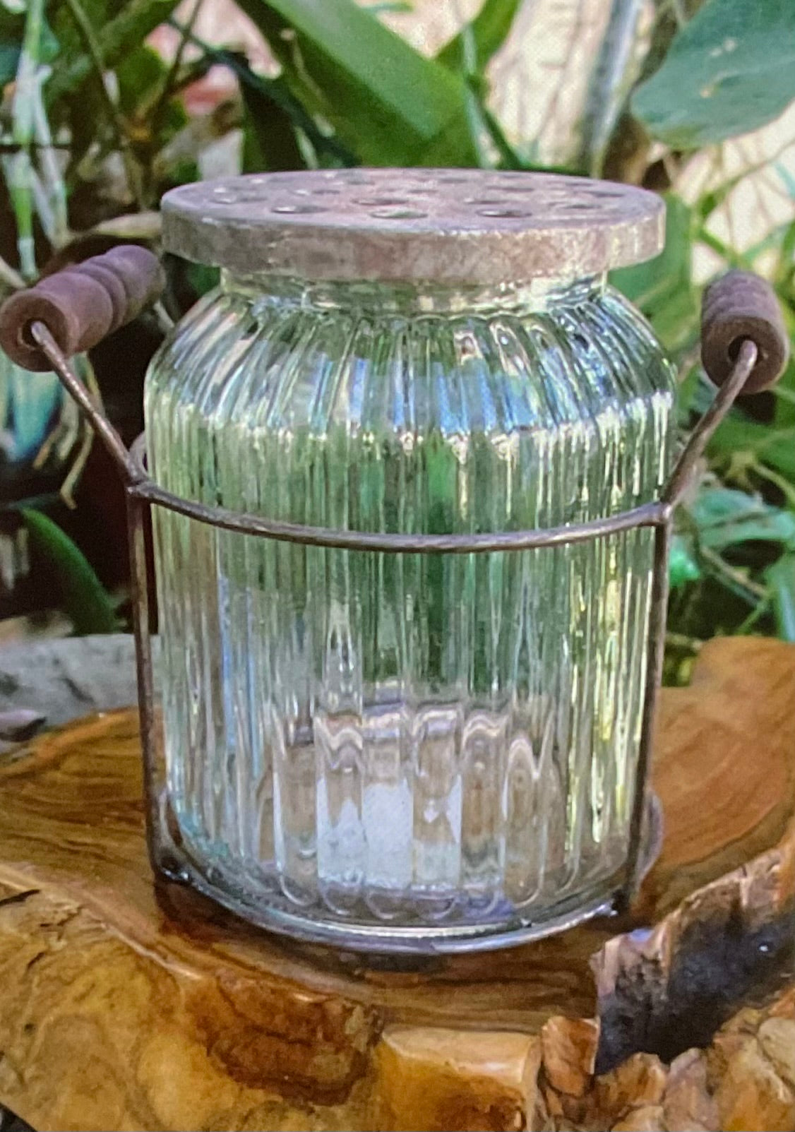 Glass Flower Jar w/Wire Holder