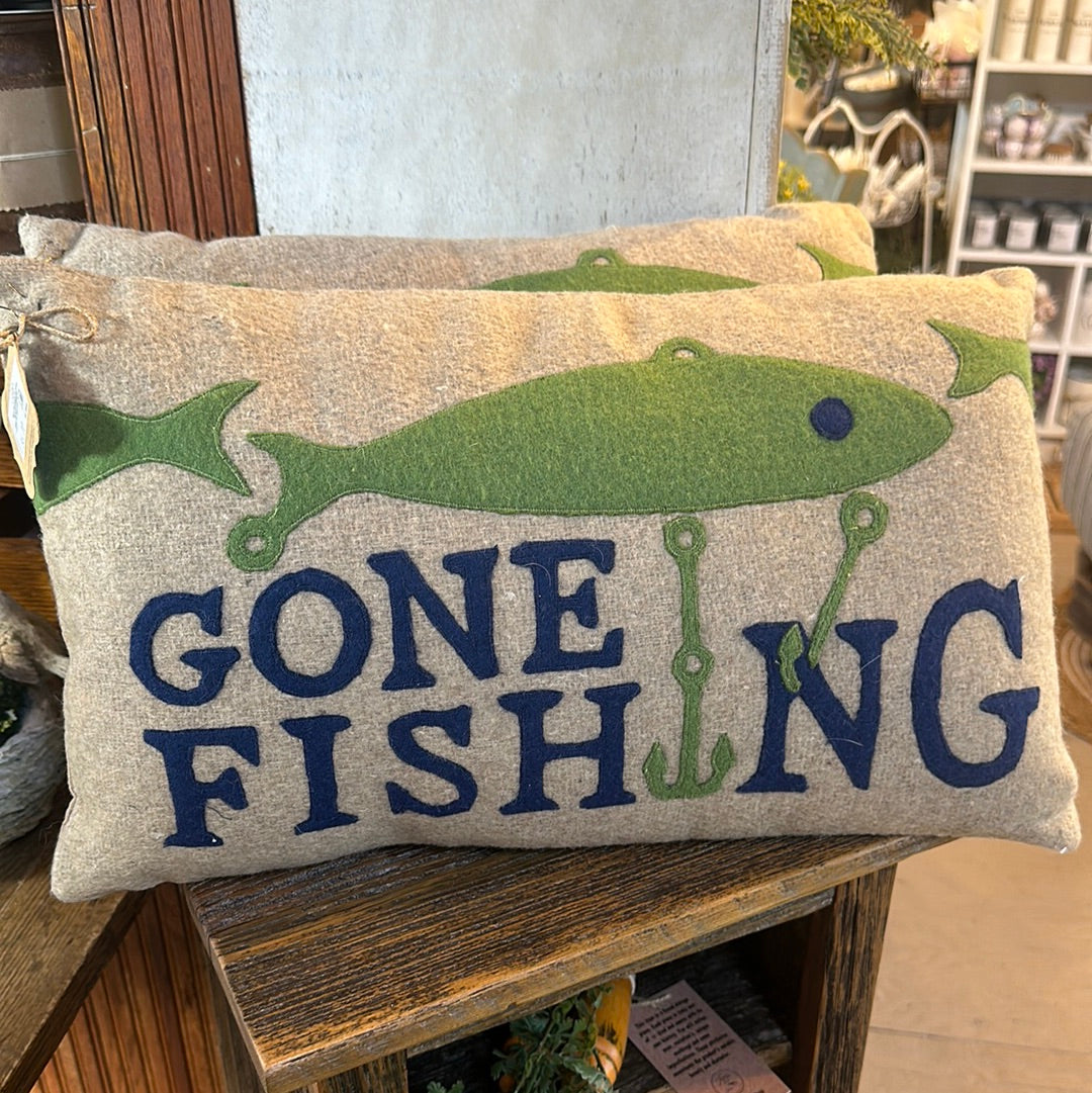 Gone Fishing Decor Pillow