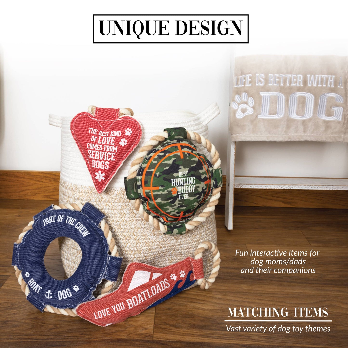 Boat Dog - Canvas Dog Toy on Rope