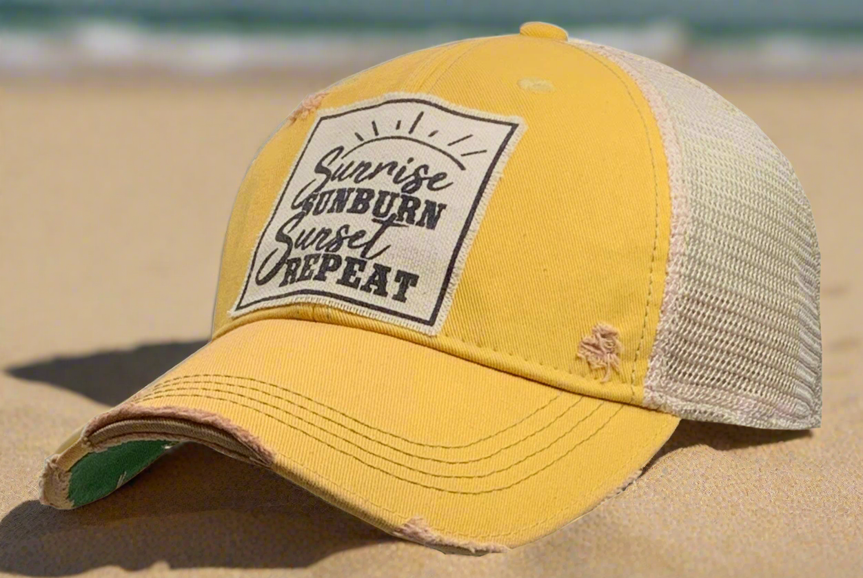 Sunrise Sunburn Sunset Repeat Trucker Hat Baseball Cap