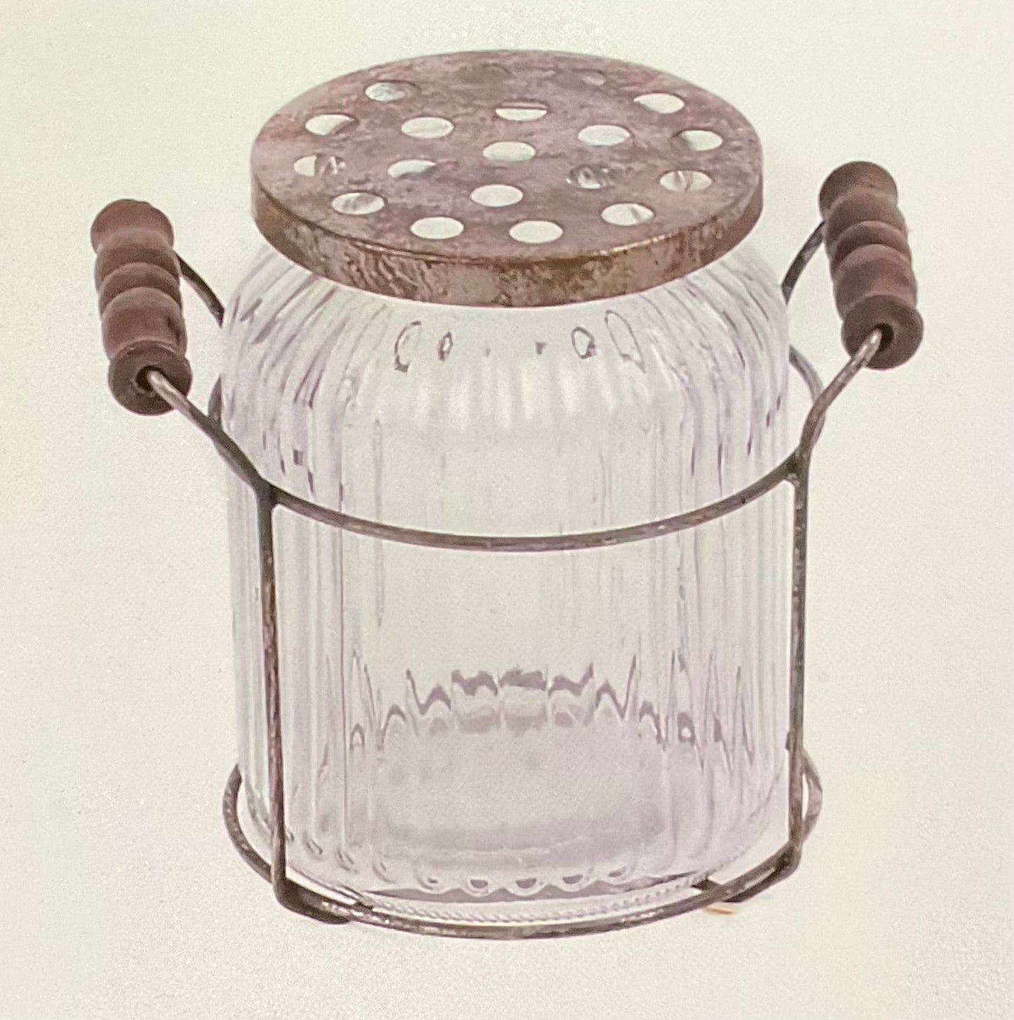 Glass Flower Jar w/Wire Holder