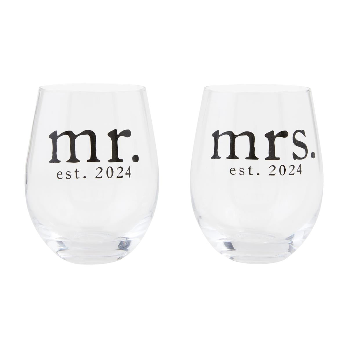 Mr. And Mrs. Est. 2024 Glass Set