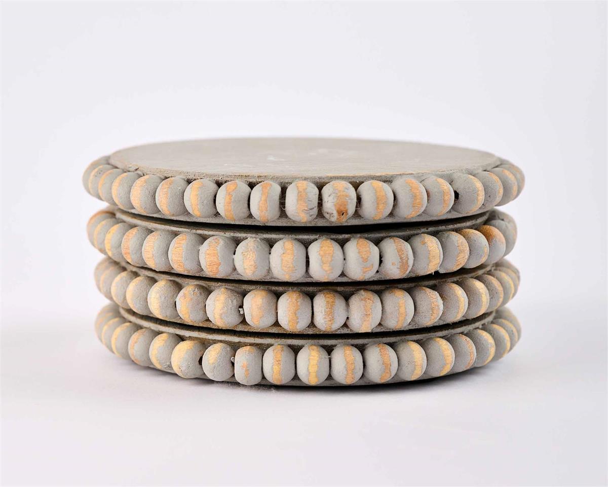 Grey Beaded Coaster Set