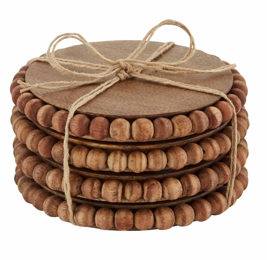 Wood Beaded Coaster Set