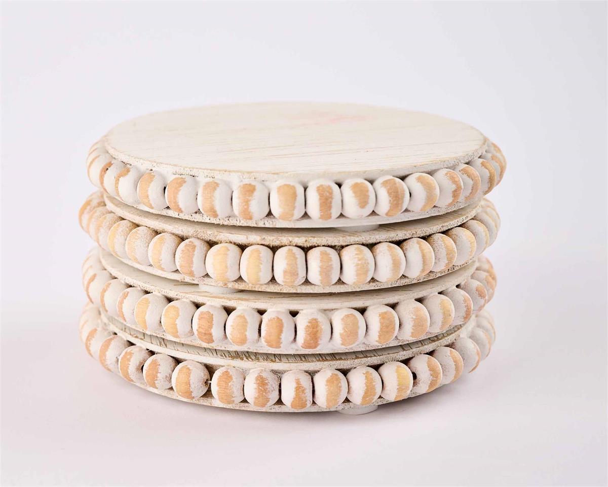 White Beaded Coaster Set