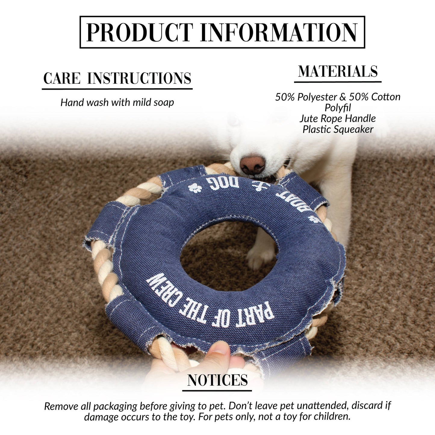 Boat Dog - Canvas Dog Toy on Rope