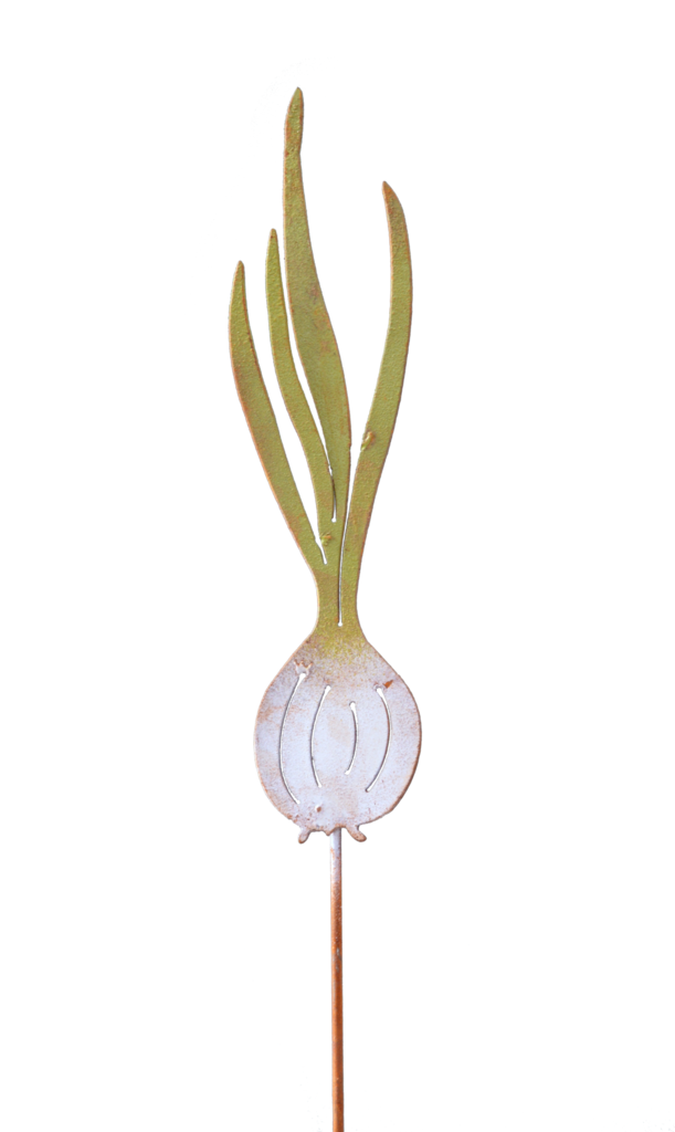 Onion Pick - Hand Painted Metal Garden Art Vegetable Marker