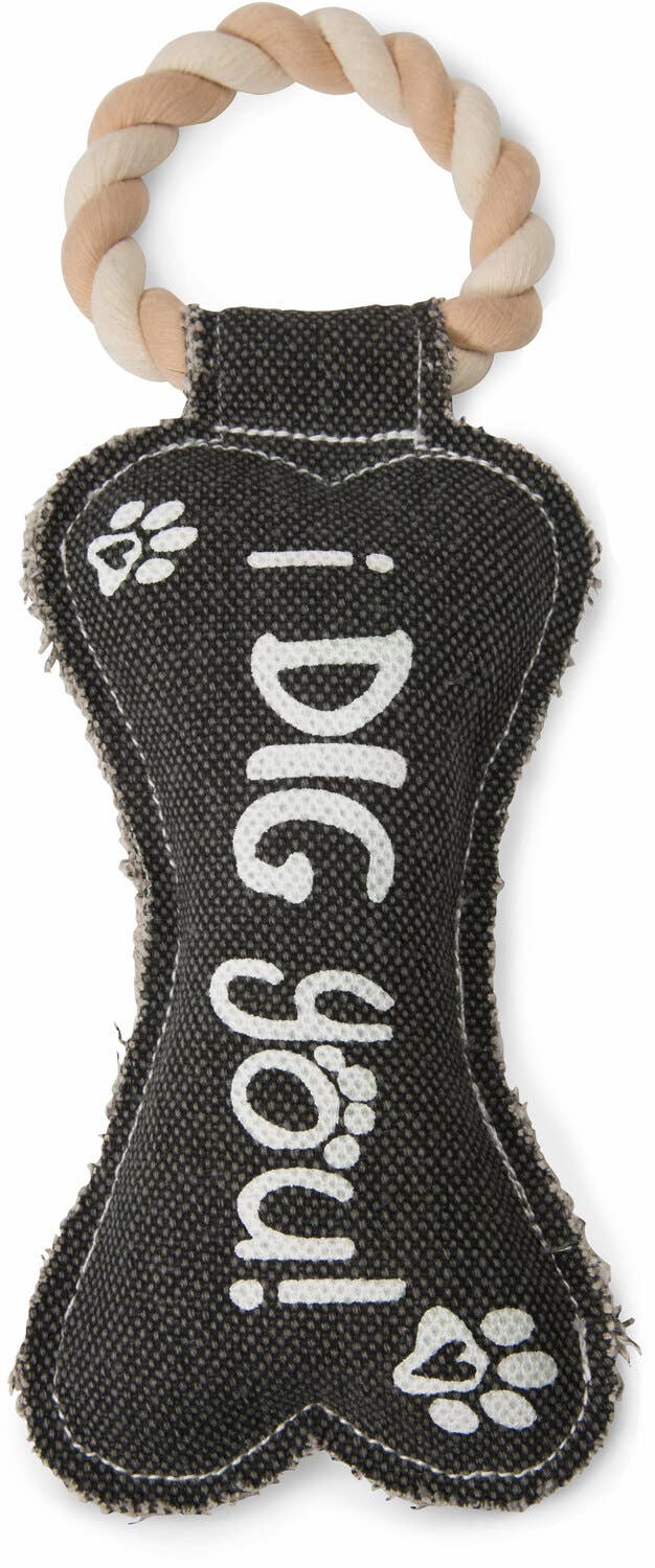 I Dig You Bone Shaped Sturdy Canvas Tug of War Dog Toy