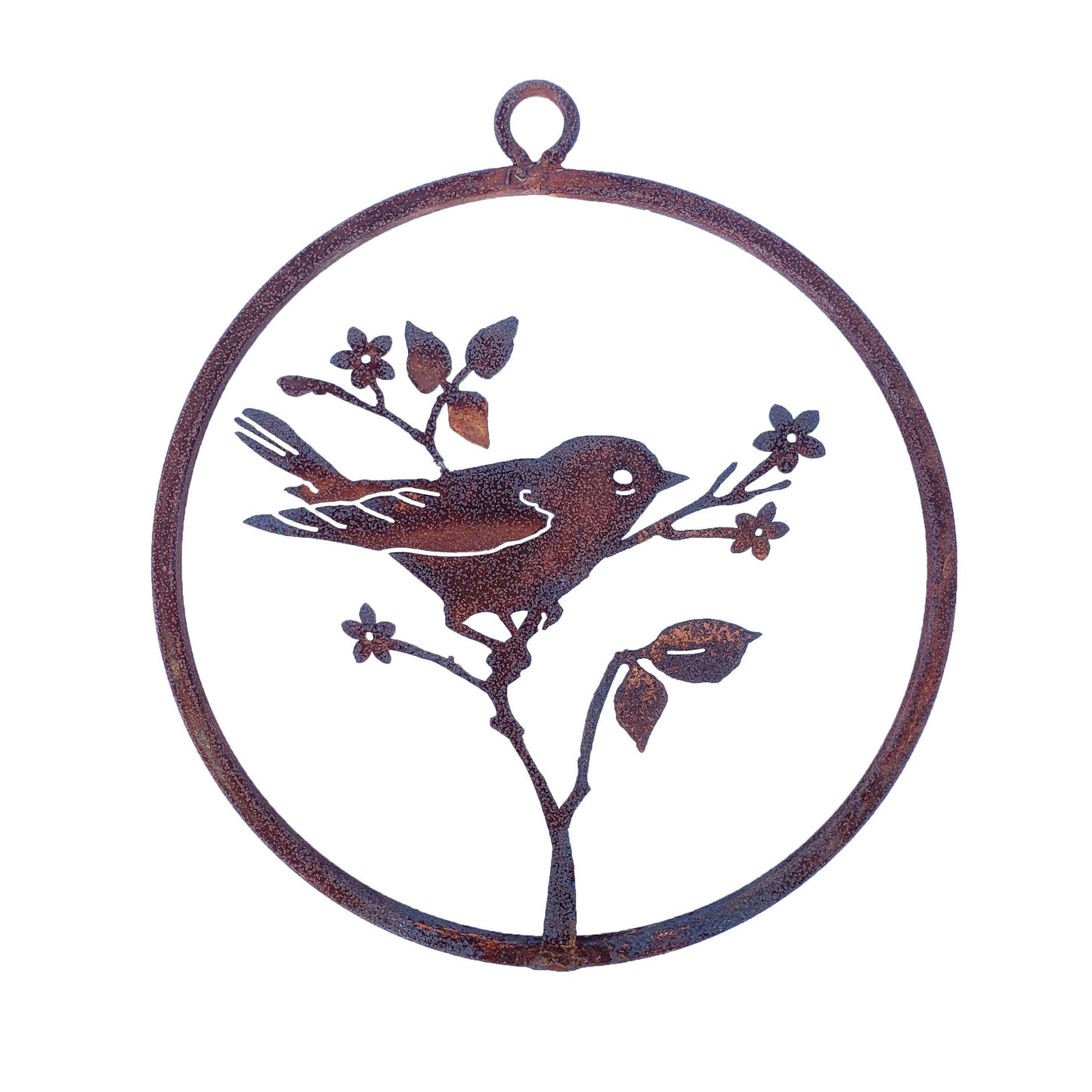 Warbler on Flower Mini Ring -Metal Silhouette Garden Yard