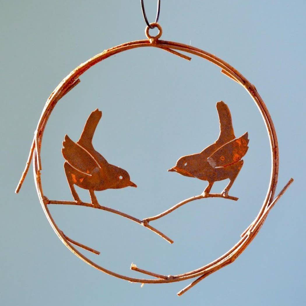 Birds Wire Wreath -Metal Silhouette Garden Yard Home Art