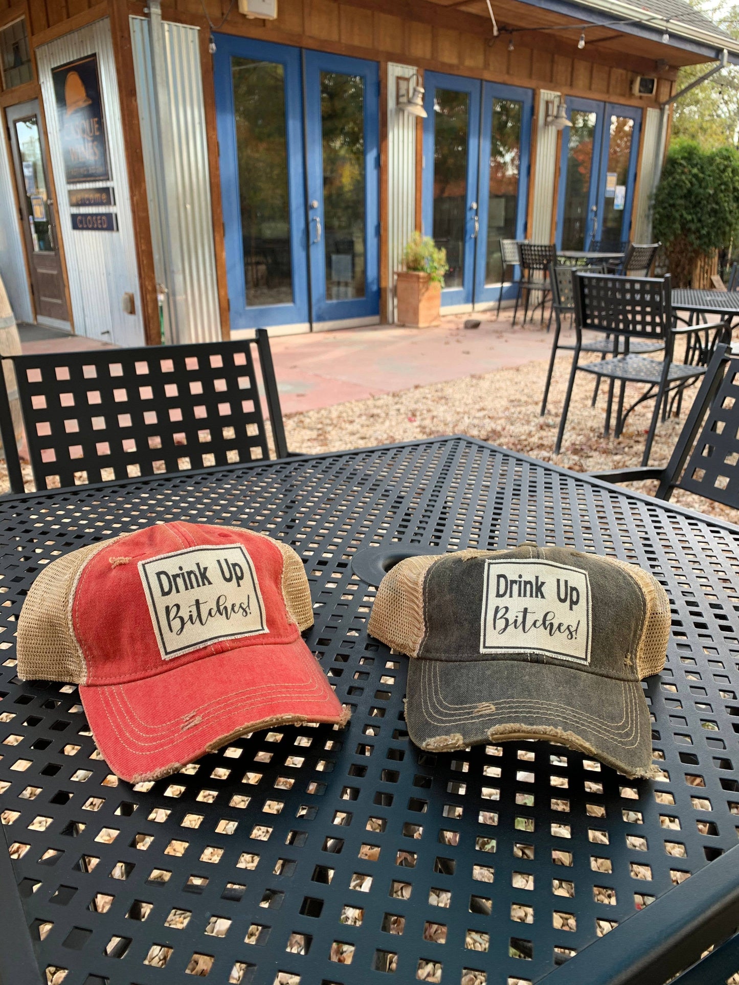 Drink Up Bitches Distressed Trucker Hat Baseball Cap