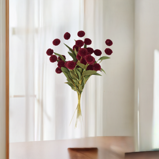 13 Inch Burgundy Pompom Pick