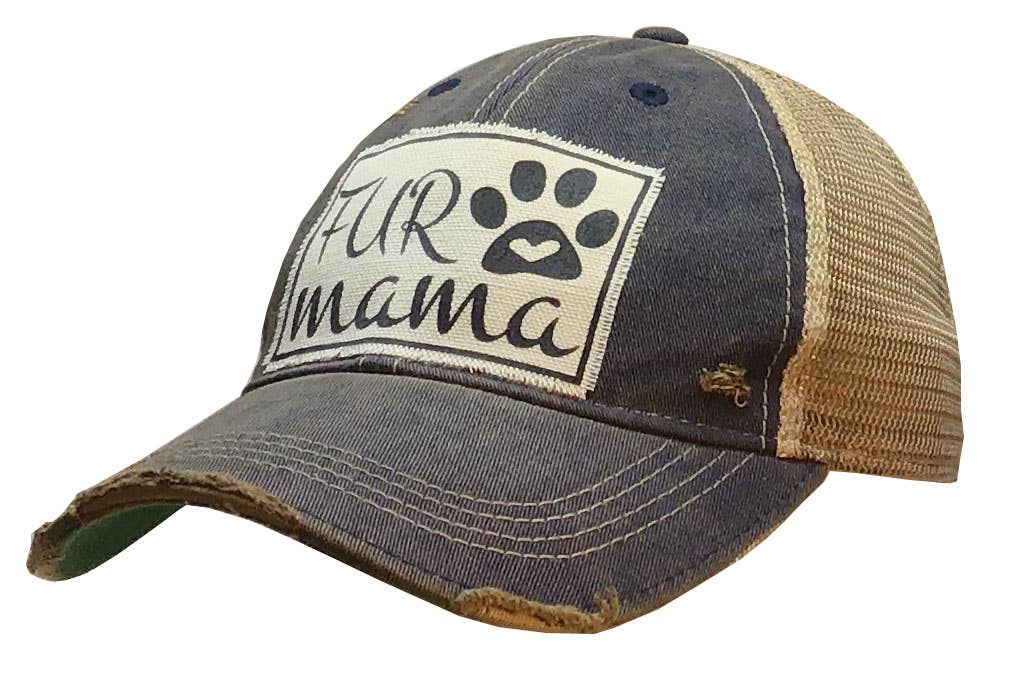 Fur Mama Distressed Trucker Hat Baseball Cap