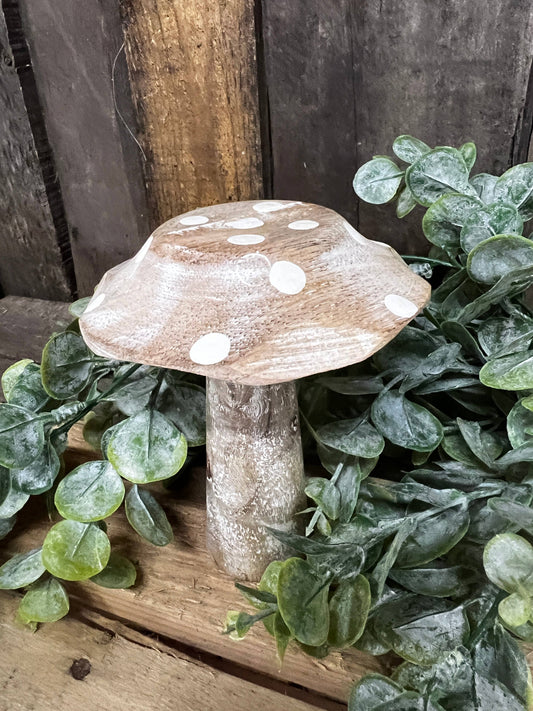 Whitewashed Wooden Mushroom